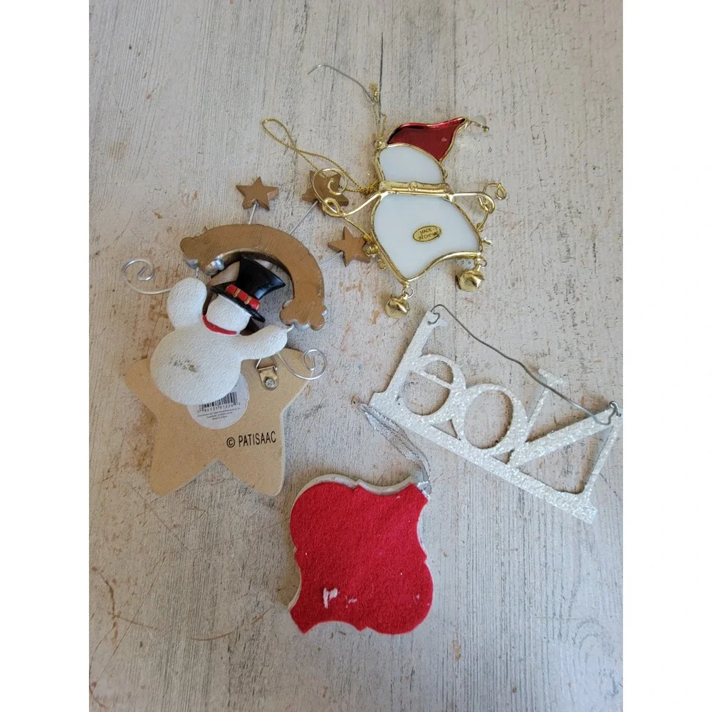 Vintage variety Xmas ornament Noel glitter snowman millennium set unique